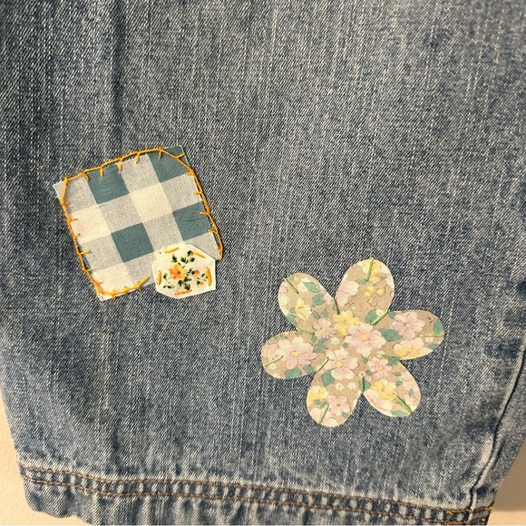 Sonoma Capri jeans, size 10 up cycled mixed media Boho, Handstitched OOAK love - Picture 8 of 10